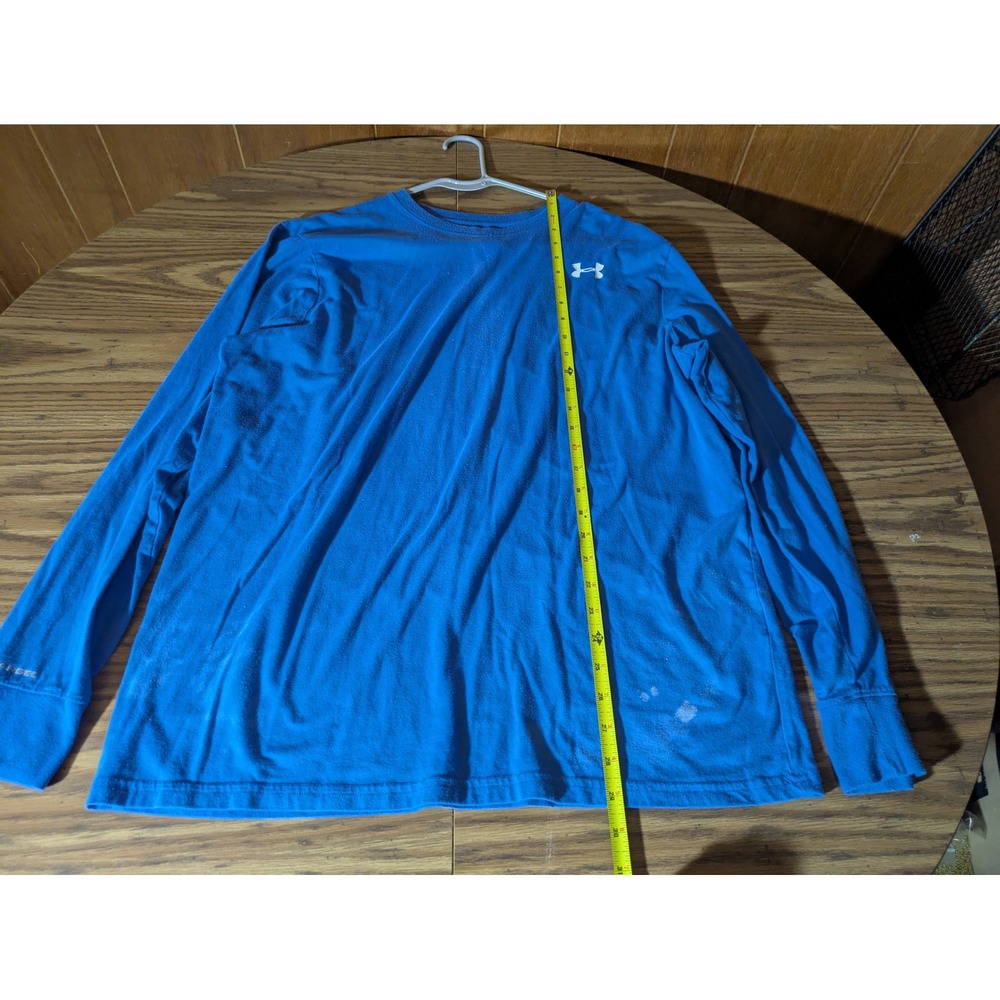 Under Armour HeatGear Mens Large Blue Long Sleeve Shirt Loose Fit Activewear